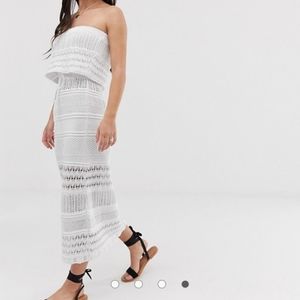 ASOS DESIGN white crochet bandeau maxi dress
